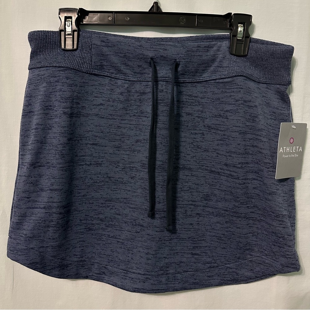 BRAND NEW Athleta Blue Mini Skirt Downplay Stretch Pullon Elastic Womens Sz Med